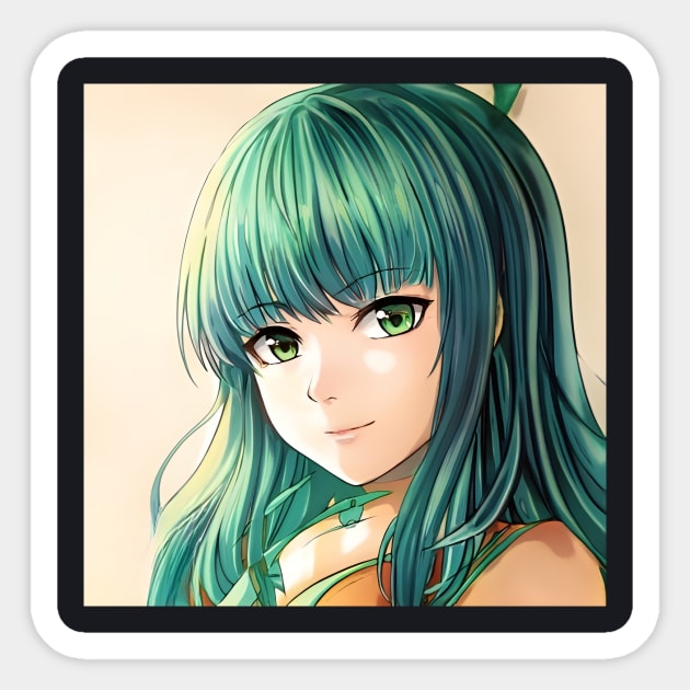 Green Hair Anime Girl Sticker by animegirlnft